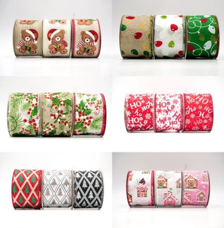 Wire Ribbon selection-Current Online no MOQ - Seasonal Wired Ribbon for Selection